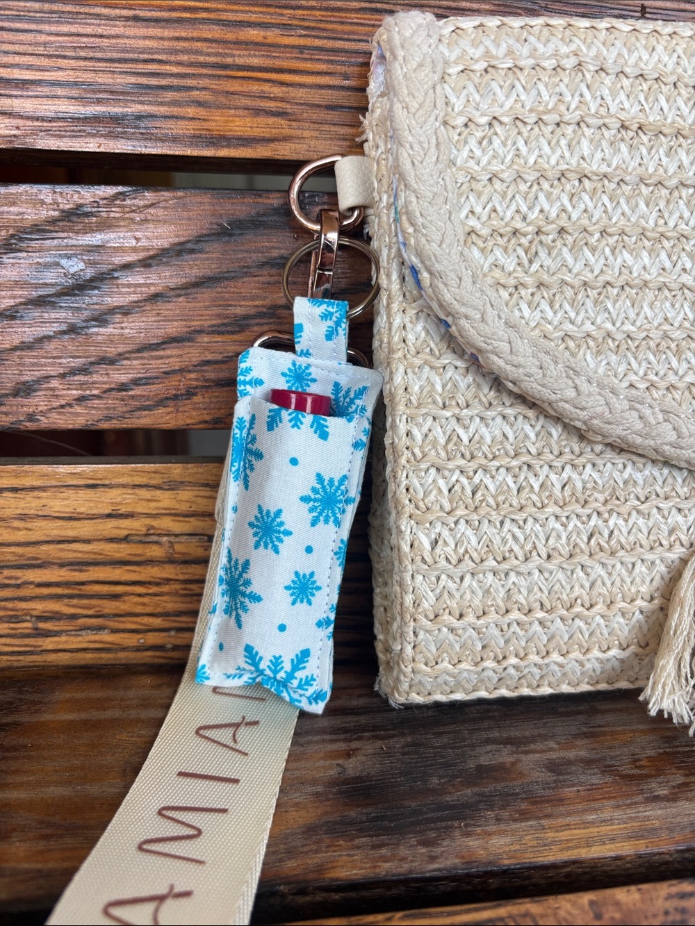 Snowflake Keychain Chapstick Holder